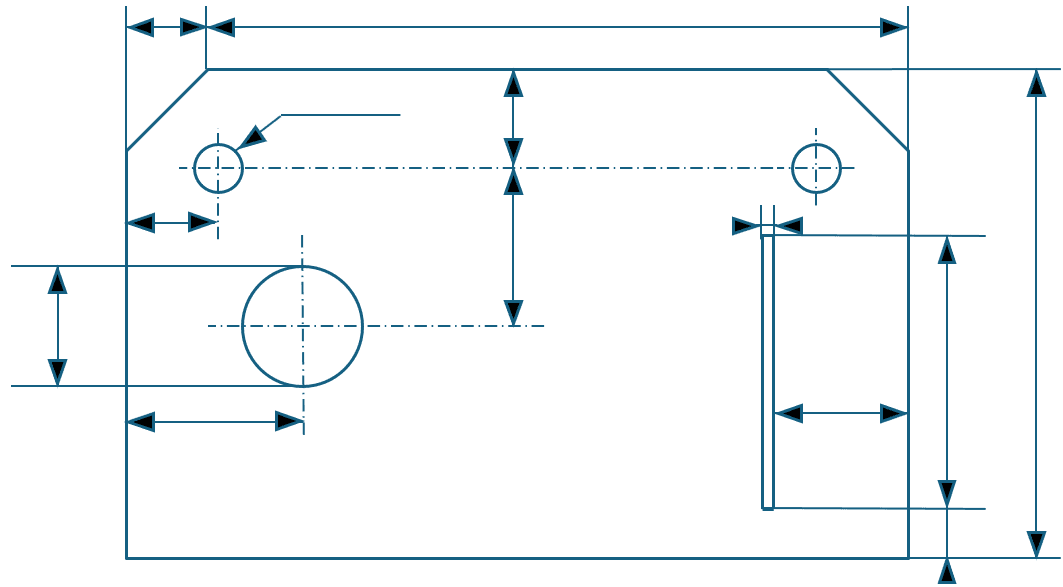 Example dimensioned manufacturing drawing